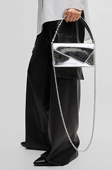 Taška cez rameno BOSS Clutch Bag With Logo Handle Metalická | 50536245, 1