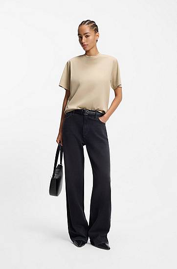 Tričko BOSS Relaxed-fit Mercerised Cotton T-shirt Béžová | 50552064, 1