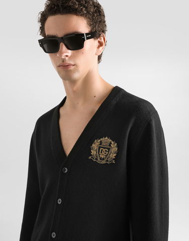 Sveter Dolce & Gabbana Embroidered Crest Virgin Wool Cardigan Čierna | GXV01ZJDVG7N0000, 3