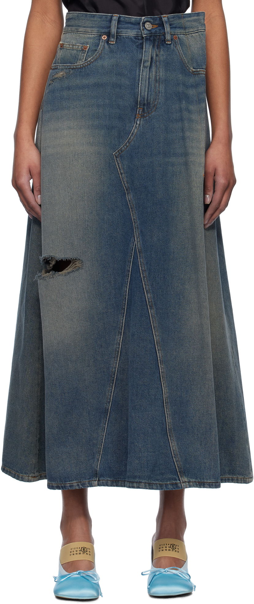 Sukňa Maison Margiela Maison Margiela Darting Denim Midi Skirt Modrá | S52ME0022 M30017