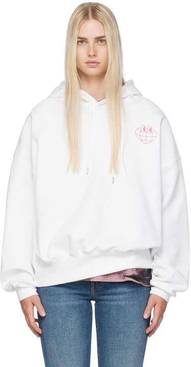 Mikina Moschino Jeans Globe Print Hoodie Biela | 242K11701, 0
