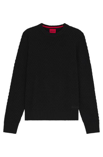 Sveter BOSS Cotton sweater with 3D knit structure Čierna | 50546995