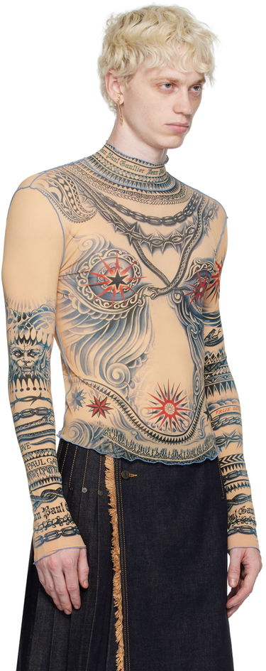 Tričko Jean Paul Gaultier Jean Paul Gaultier Tattoo Print Turtleneck Top Béžová | 23/15-F-TO111-J528-635030, 3