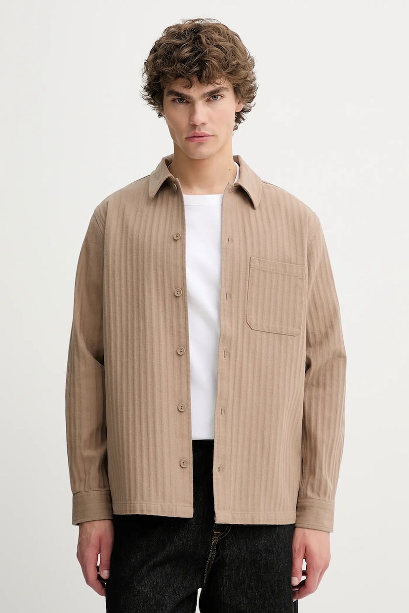 Košeľa Samsoe Samsoe Samsoe Samsoe SADAMON Regular Fit Collared Shirt Béžová | M25200057