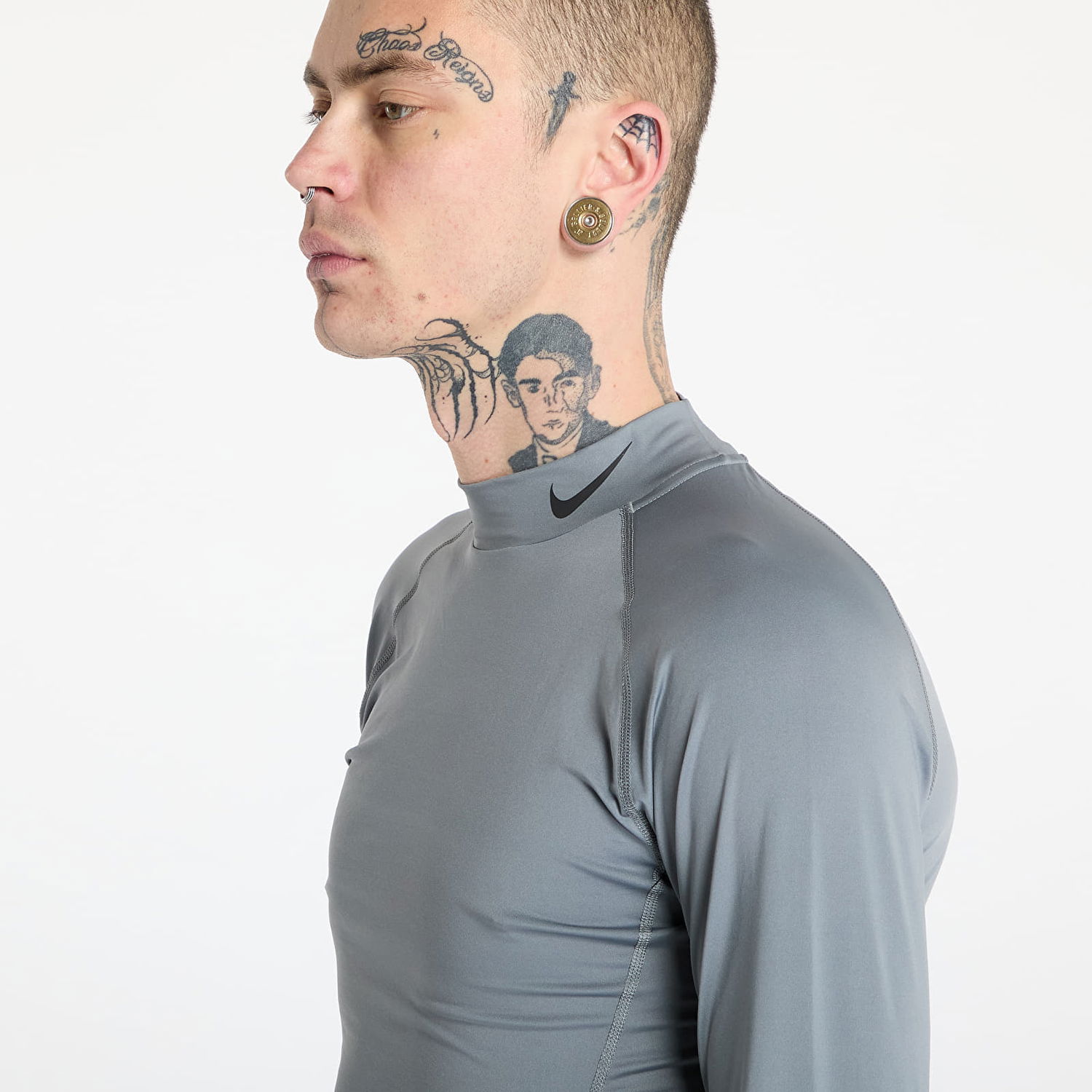Tričko Nike Pro Dri-FIT Fitness Mock-Neck Long-Sleeve Top Šedá | FB7908-084, 1