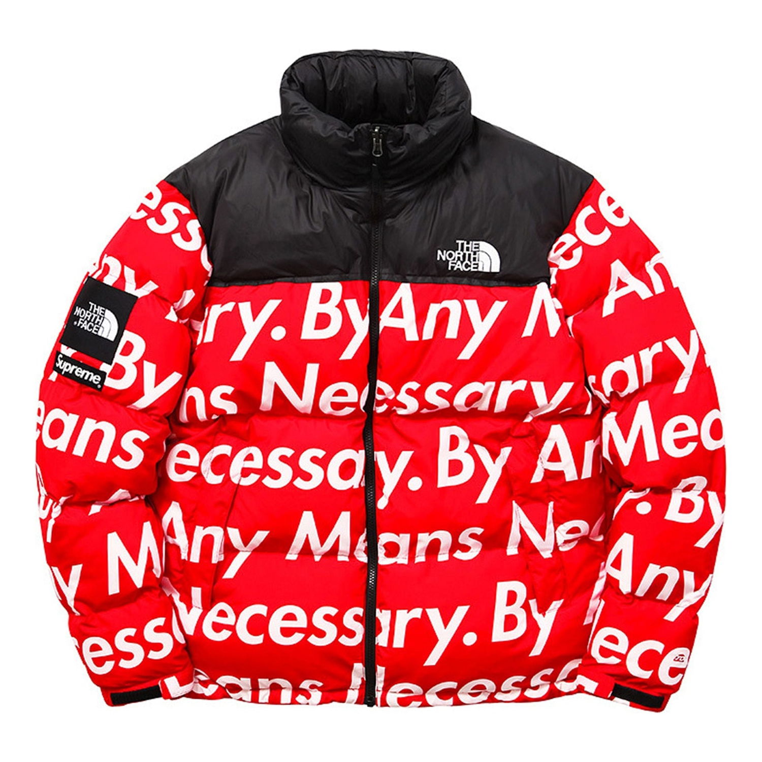 Prešívaná bunda Supreme Nuptse 'By Any Means' Puffer Jacket Červená | SUP-FW15-621, 0