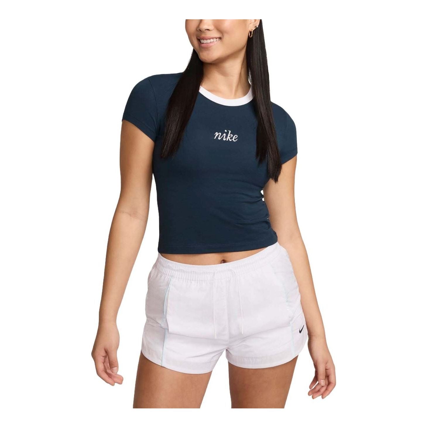Crop Top Nike Sportswear Chill Knit Crop T-Shirt Modrá | HF8820-478, 0