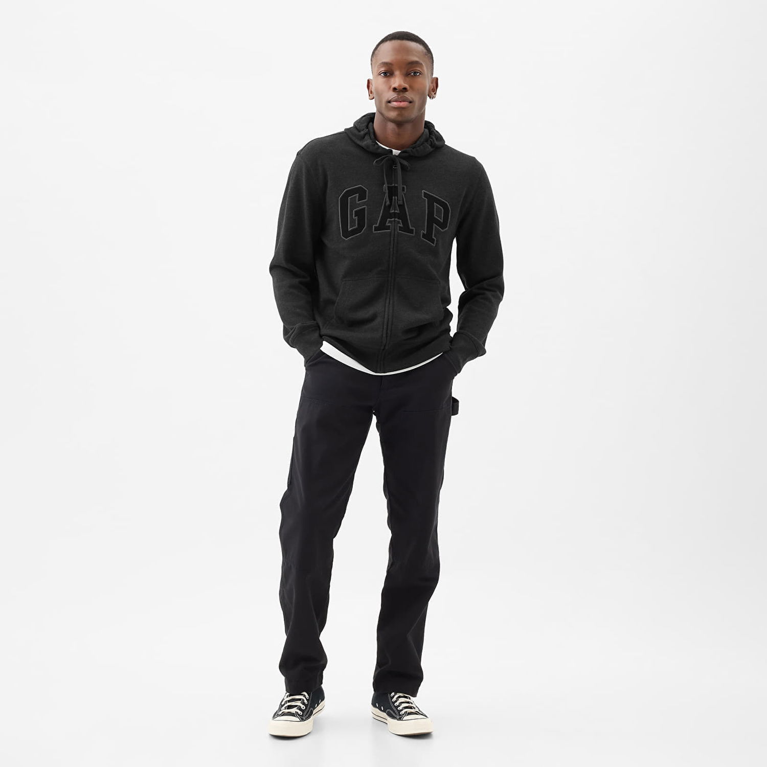 Mikina GAP French Terry Fullzip Logo Hoodie B85 Charcoal Heather Grey Šedá | 868454-04, 1