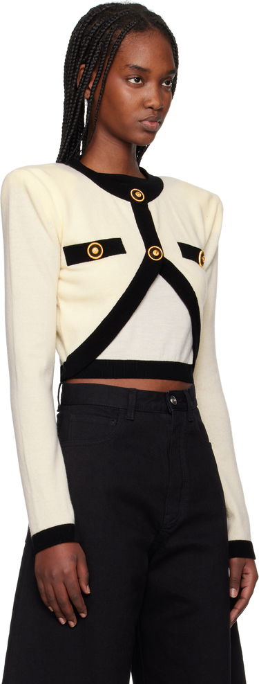 Sveter Balmain Balmain Knit Faux-Cardigan Sweater Biela | EF1KA120KH91, 1