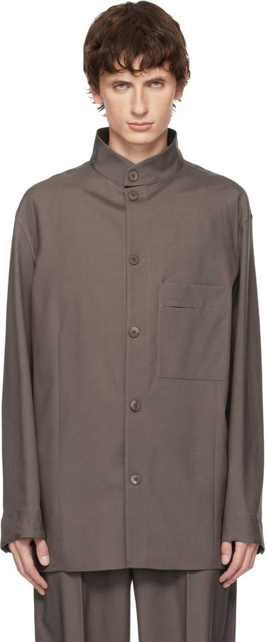 Bunda ZEGNA Standing Collar Overshirt Hnedá | 987038A9 SON95, 0