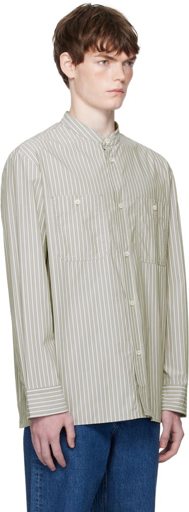 Košeľa A.P.C. A.P.C. Theon Striped Band Collar Shirt Zelené | COHJJ-H12631, 1