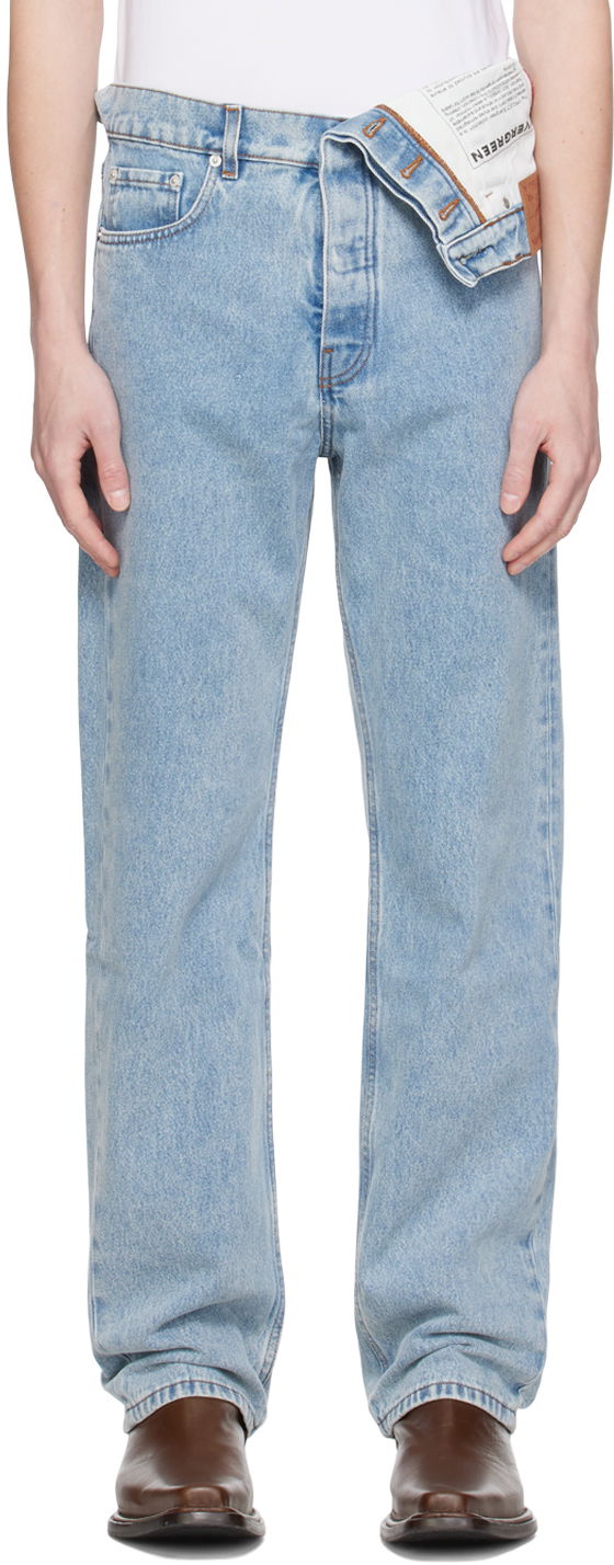 Džínsy Y/PROJECT Blue Asymmetric Waist Jeans Modrá | 207PA001, 0