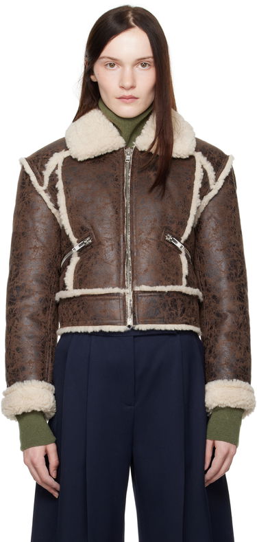 Bomber bunda STAND STUDIO Faux Leather and Sherpa Jacket Hnedá | 66402-9996, 0