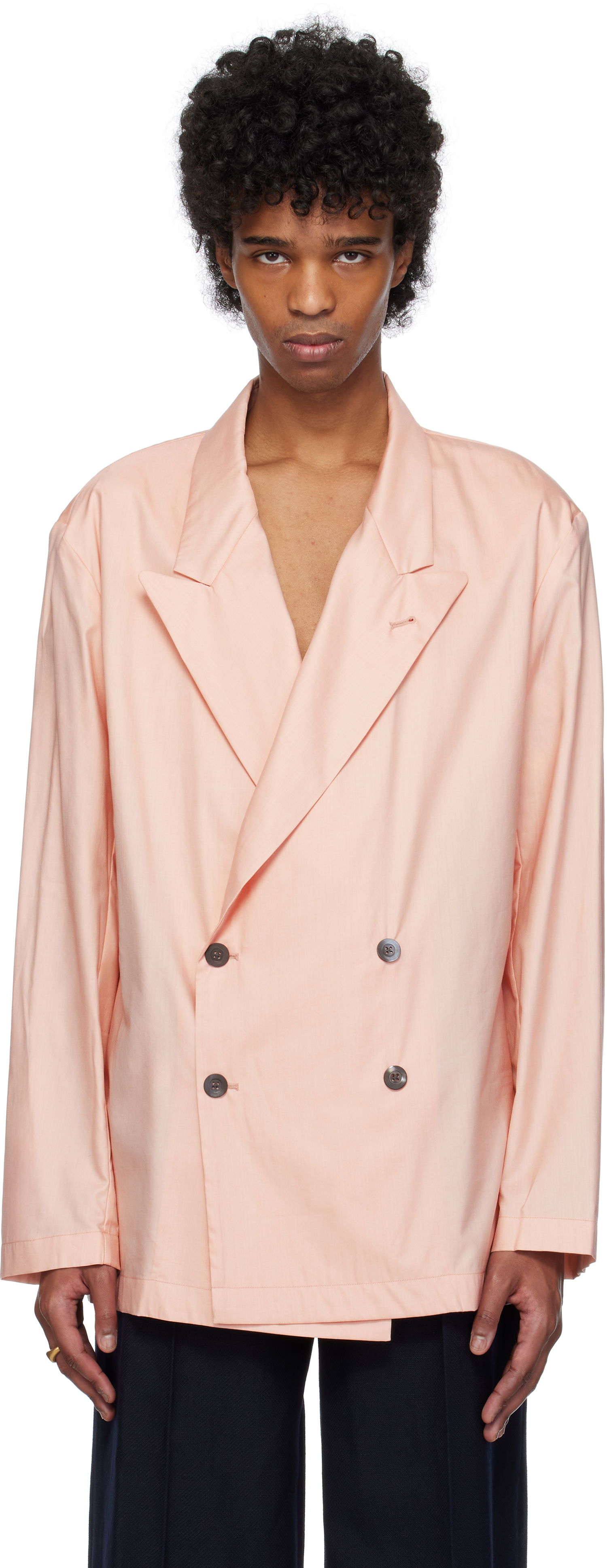 Bunda Dries Van Noten Dries Van Noten Sateen Double-Breasted Blazer Ružová | 251-020717-1526, 0