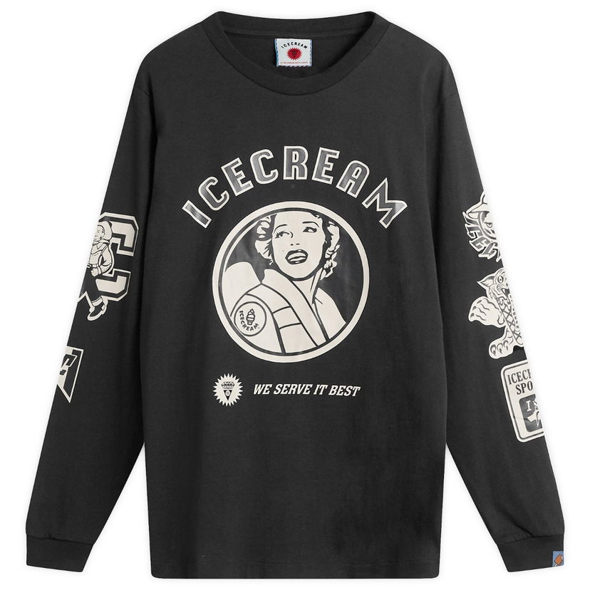 Tričko BBC IceCream Multi Graphic Longsleeve T-Shirt with Retro Woman Print Čierna | IC25434-BLK