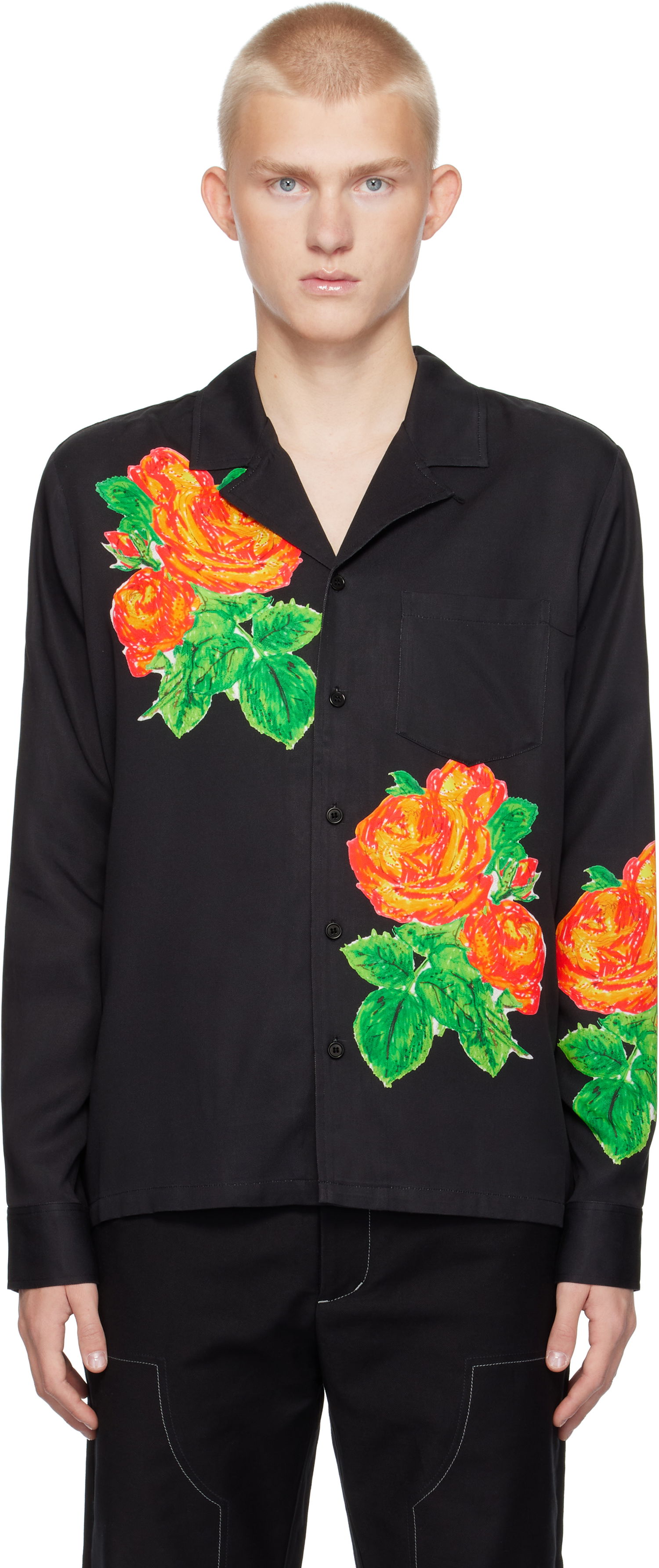 Košeľa Soulland Floral Print Shirt Čierna | 42076-1313, 0