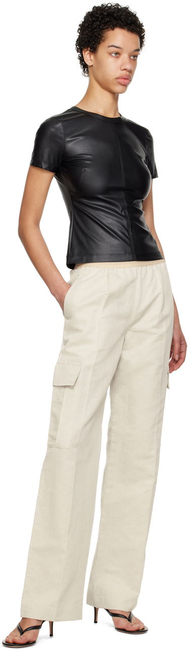 Tričko Helmut Lang Helmut Lang Slim Faux-Leather T-Shirt Čierna | N04HW503, 3