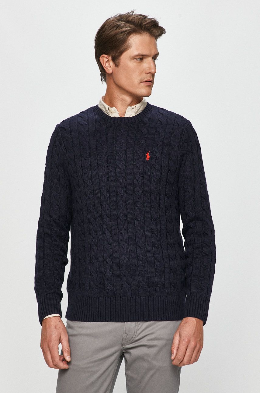 Sveter Polo by Ralph Lauren Cotton Cable Crew Knit Navy | 710775885001, 0