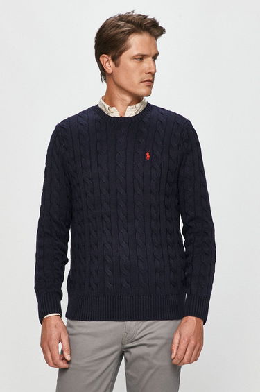 Sveter Polo by Ralph Lauren Cotton Cable Crew Knit Navy | 710775885001, 0
