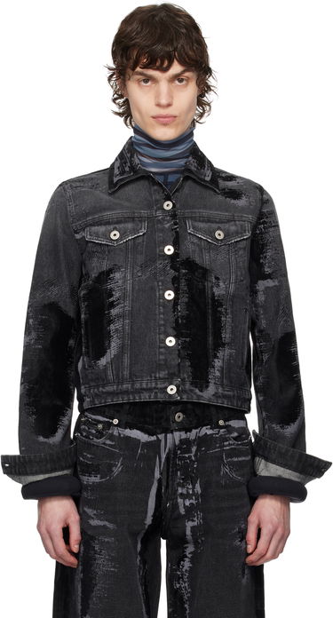 Bomber bunda Jean Paul Gaultier Jean Paul Gaultier 'The Flocked' Denim Jacket Čierna | 25/33-F-VE094-D016-06, 0