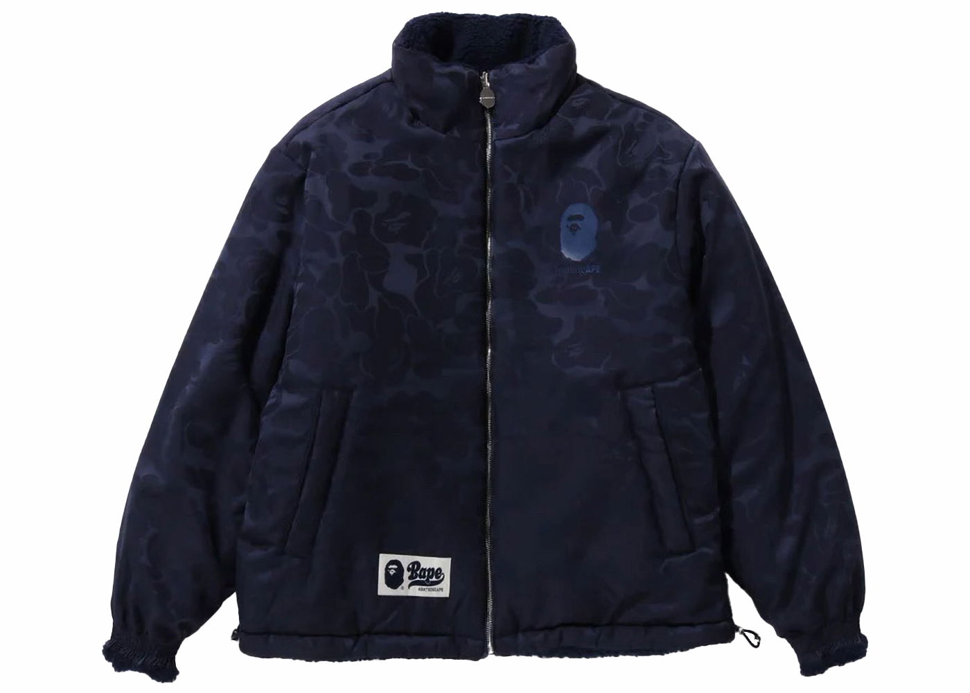 Bunda BAPE BAPE Tonal Solid Camo Sherpa Reversible Jacket Navy Navy | 1J80-140-069, 0