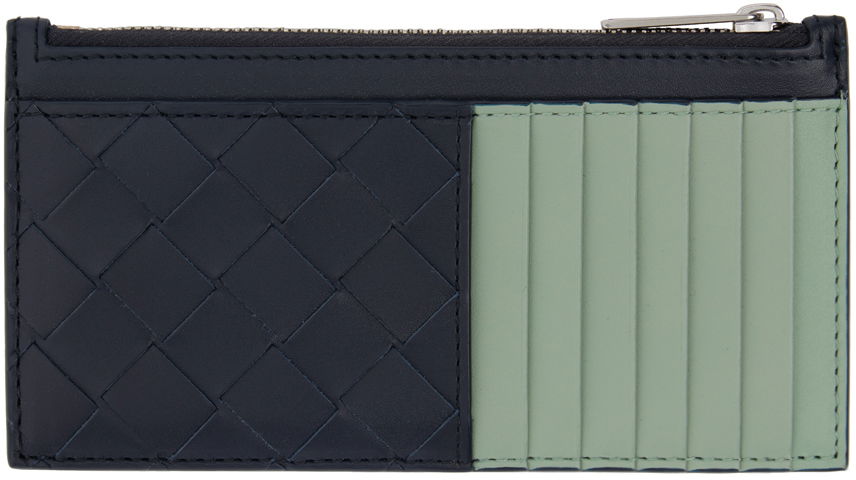 Peňaženka Bottega Veneta Black & Green Intrecciato Long Zippered Card Holder Čierna | 766155 VCPQA 4177, 1
