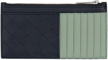 Peňaženka Bottega Veneta Black & Green Intrecciato Long Zippered Card Holder Čierna | 766155 VCPQA 4177, 1