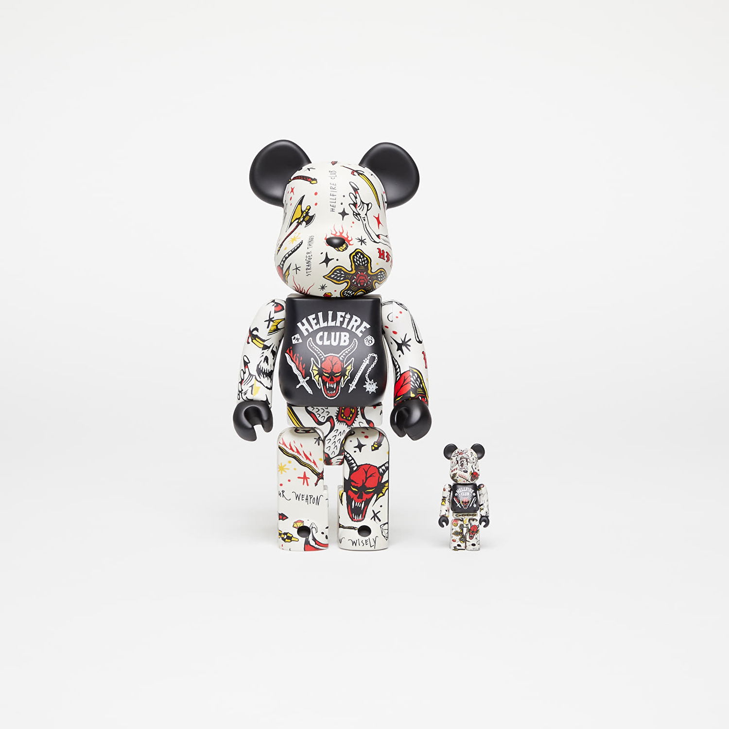 Zberateľské Medicom Toy BE@RBRICK Stranger Things Hellfire Club 100% & 400% Set Čierna | 4530956611358, 0