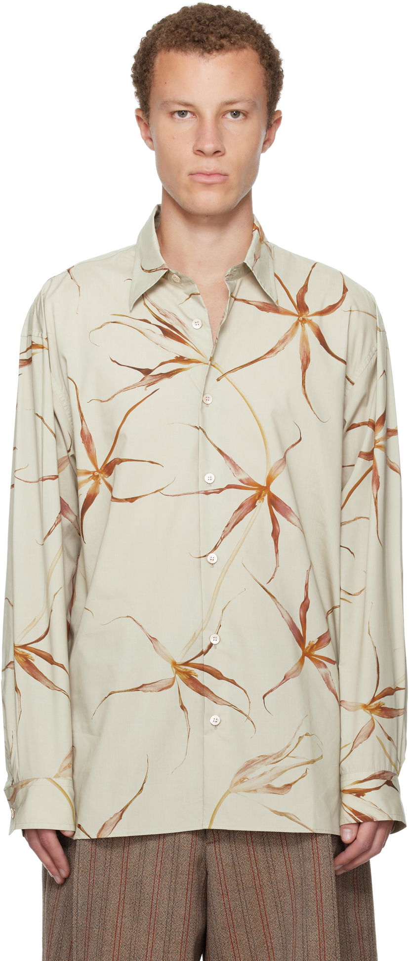 Košeľa Dries Van Noten Dries Van Noten Loose Cotton Floral Print Shirt Béžová | 252-020732-2005