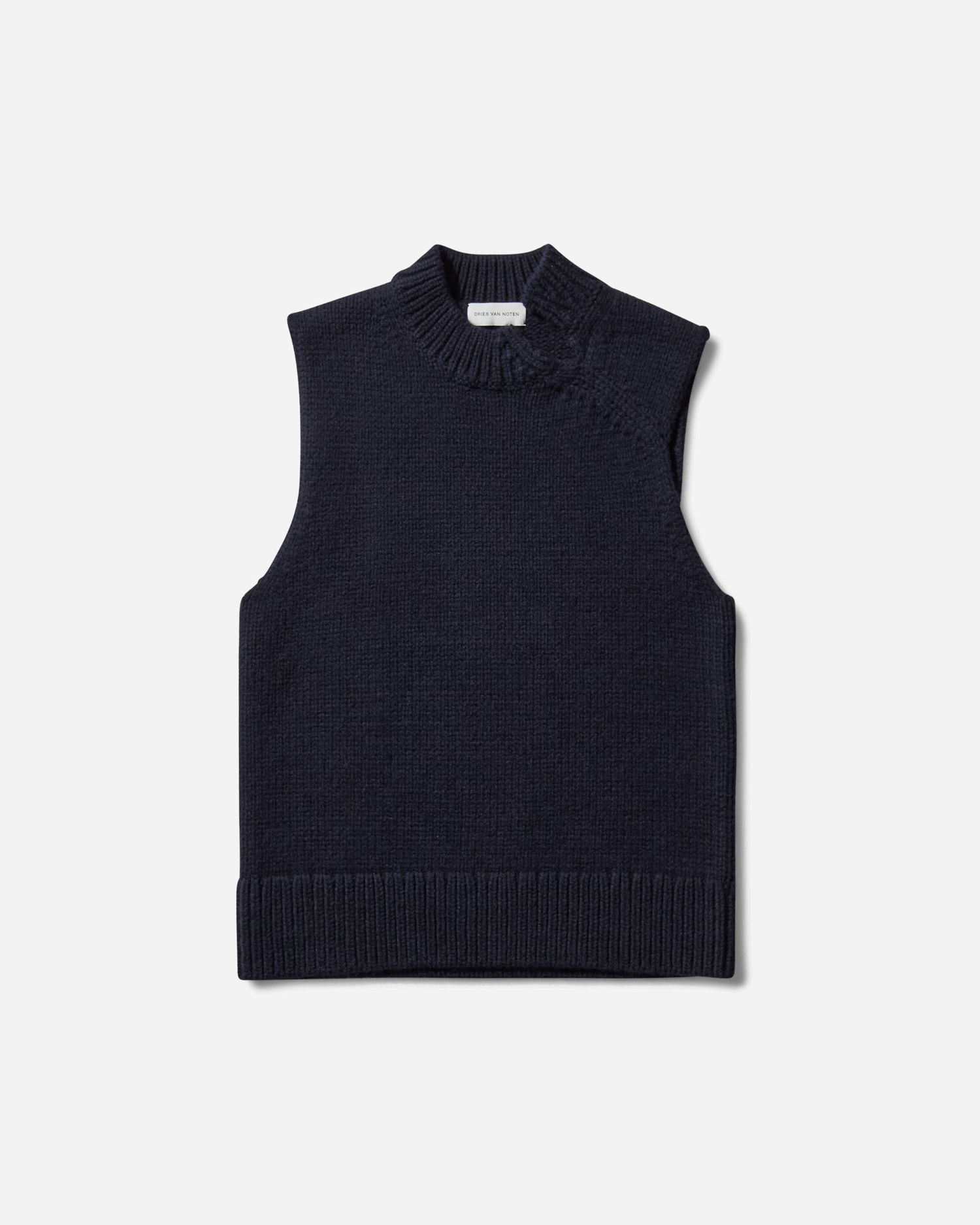 Sveter Dries Van Noten Sleeveless Sweater Mock Neck Navy | 252-021245-2710 509, 1