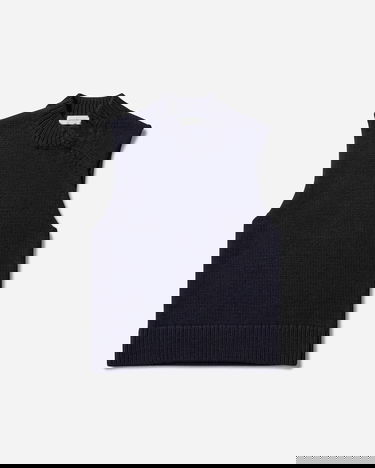 Sveter Dries Van Noten Sleeveless Sweater Mock Neck Navy | 252-021245-2710 509, 1