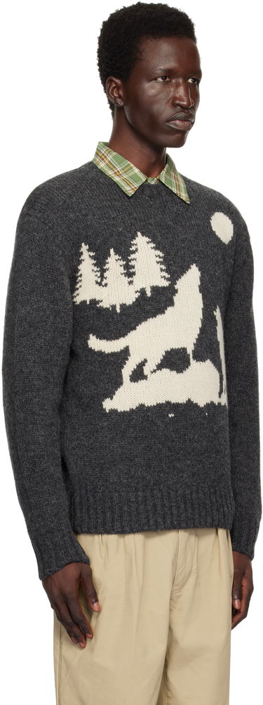 Sveter BEAMS BEAMS PLUS Crew Intarsia Sweater Šedá | 38150202103, 1