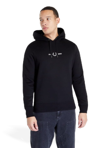 Mikina Fred Perry Embroidered Hooded Sweatshirt Čierna | M4728 184