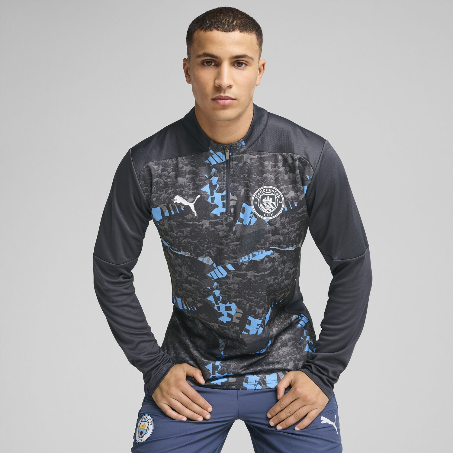 Tričko Puma Manchester City Pre-Match Quarter-Zip Top Čierna | 779156_74, 0