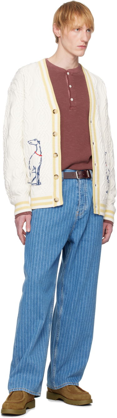 Sveter Drôle de Monsieur Drôle De Monsieur Médicis Knit Cardigan Biela | G-CA142-WO023-CM, 3