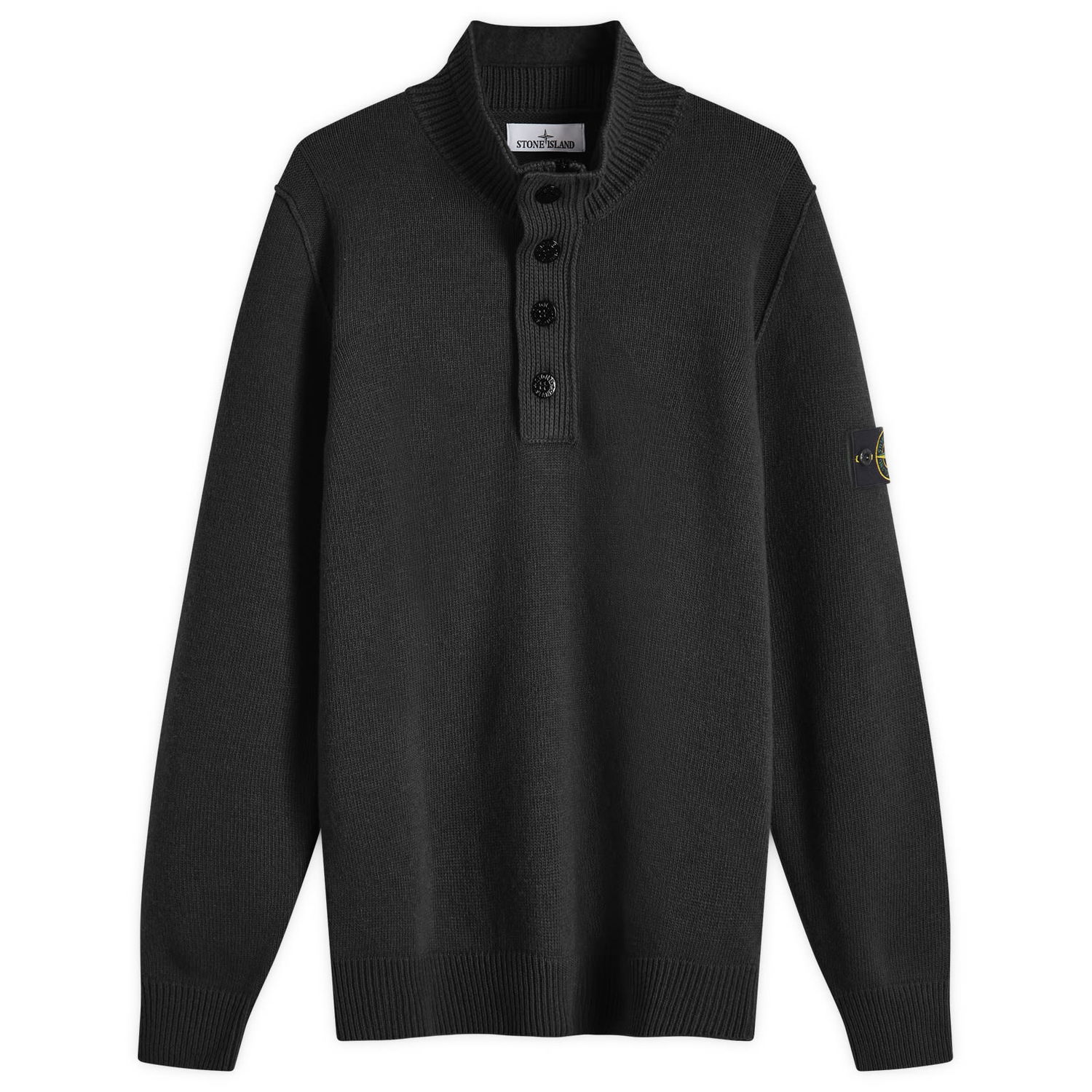 Sveter Stone Island Lambswool Quarter Button Knit Čierna | 8115540A3-A0029, 0
