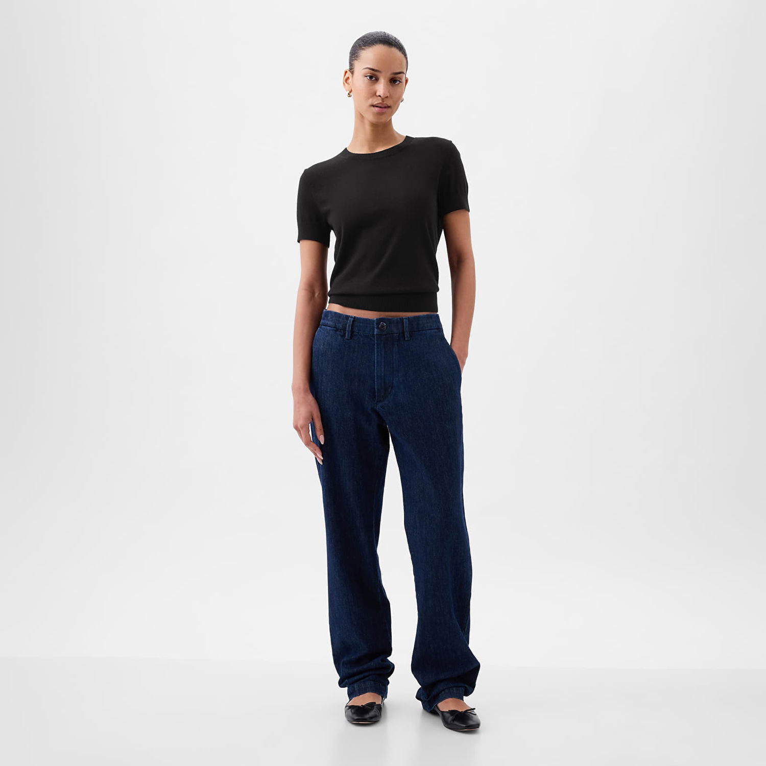 Tričko GAP Shortsleeve Cashsoft Baby Tee Black Čierna | 854755-04, 1