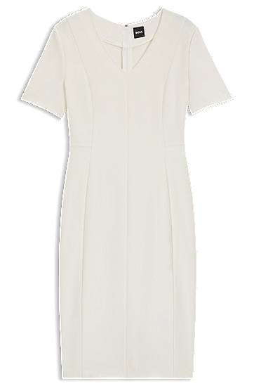 Šaty BOSS Stretch Fabric V-Neck Dress Biela | 50490044, 0