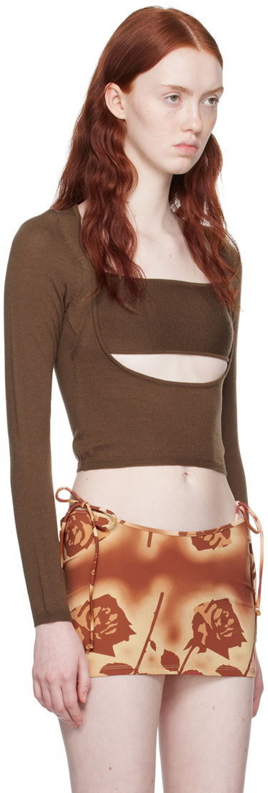 Sveter Miaou Miaou Delphine Cutout Crop Sweater Hnedá | 7104FFKCHE, 1