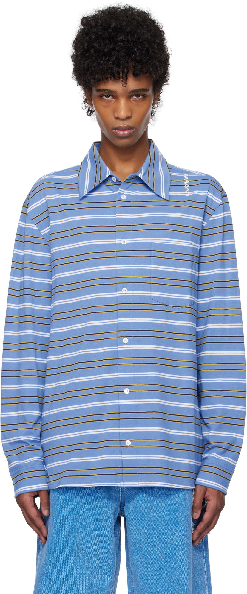 Polo tričko Marni Long Sleeved Striped Polo Rôznofarebný | POMU0042S0 UTC452