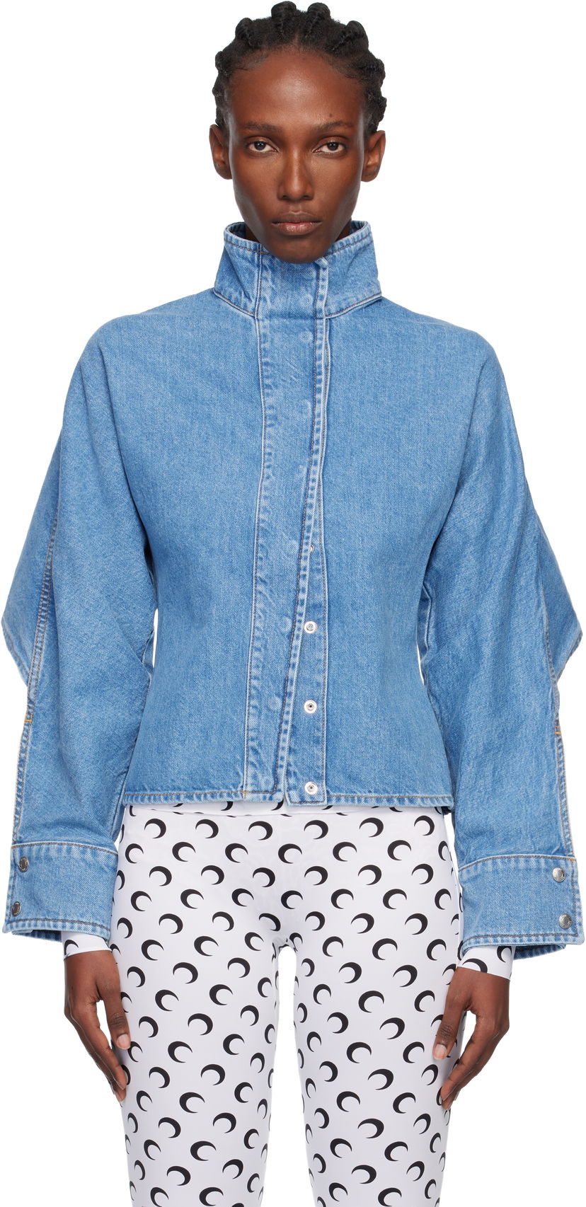 Bunda Marine Serre Moon Laser Wash Long Sleeve Denim Jacket Modrá | WSI033ACDEN0002