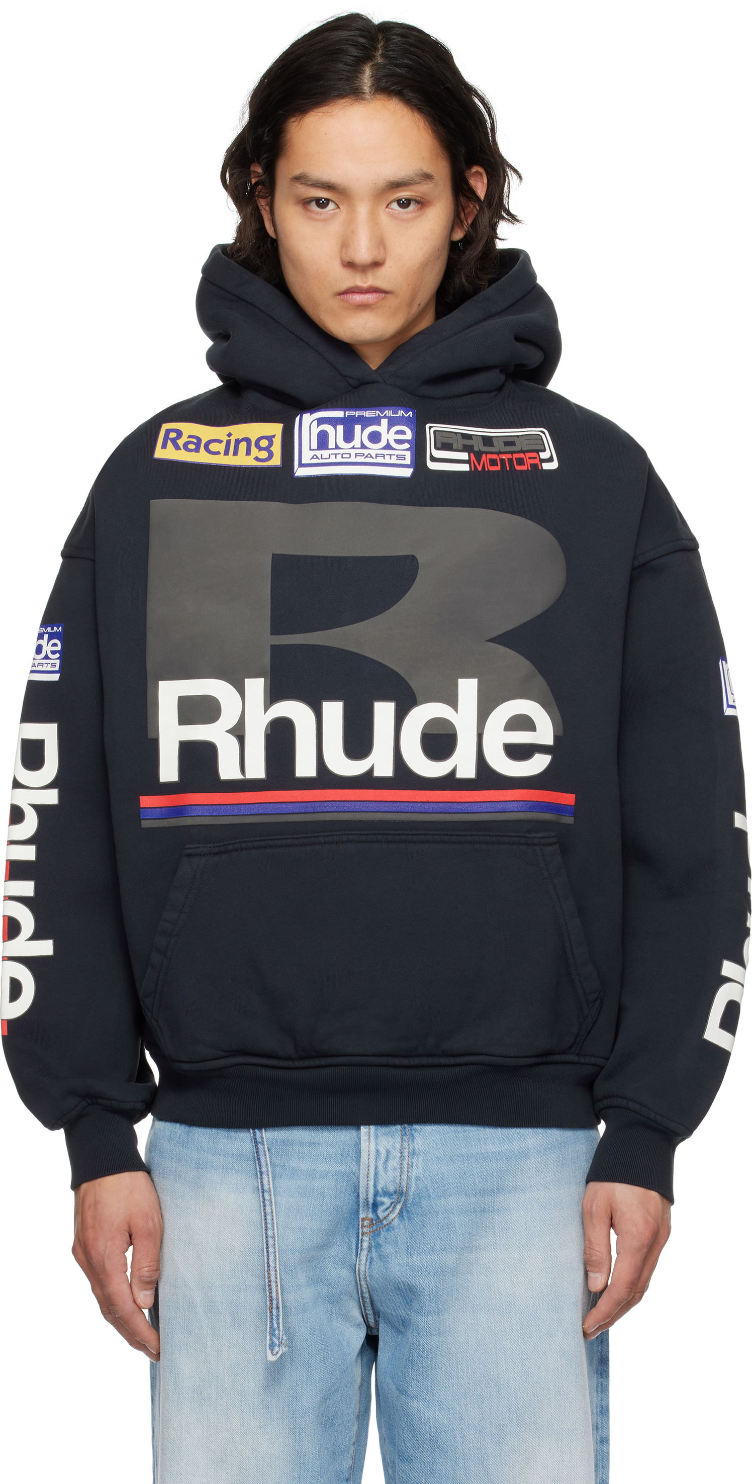 Mikina Rhude Rhude Petrol Patch Hoodie Navy | RHSS25HO04012, 0