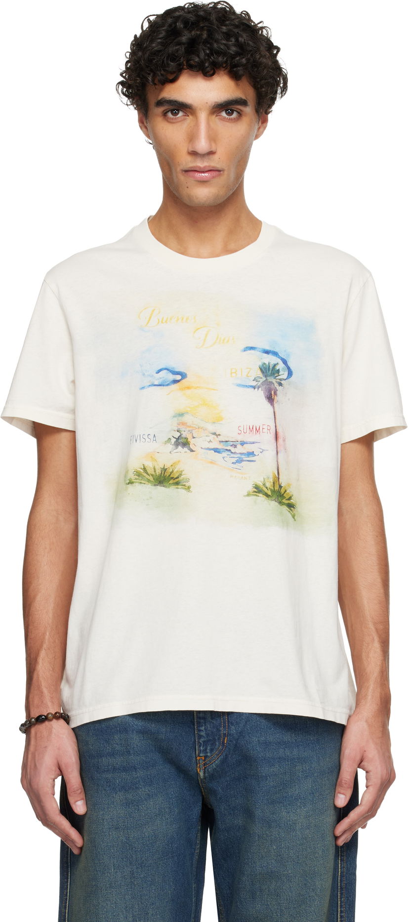 Tričko ISABEL MARANT Isabel Marant Honore Beach Graphic Print T-shirt Biela | TS0052HB-D1N08H