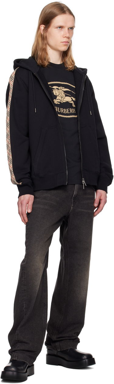 Mikina Burberry Burberry Check Trim Cotton Zip Hoodie Čierna | 8110790, 3