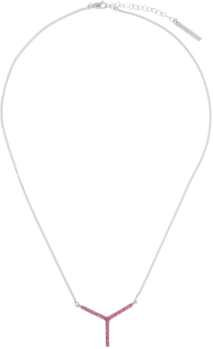 Náhrdelník Y/PROJECT Silver & Pink Mini Y Necklace Metalická | 640NE001, 0