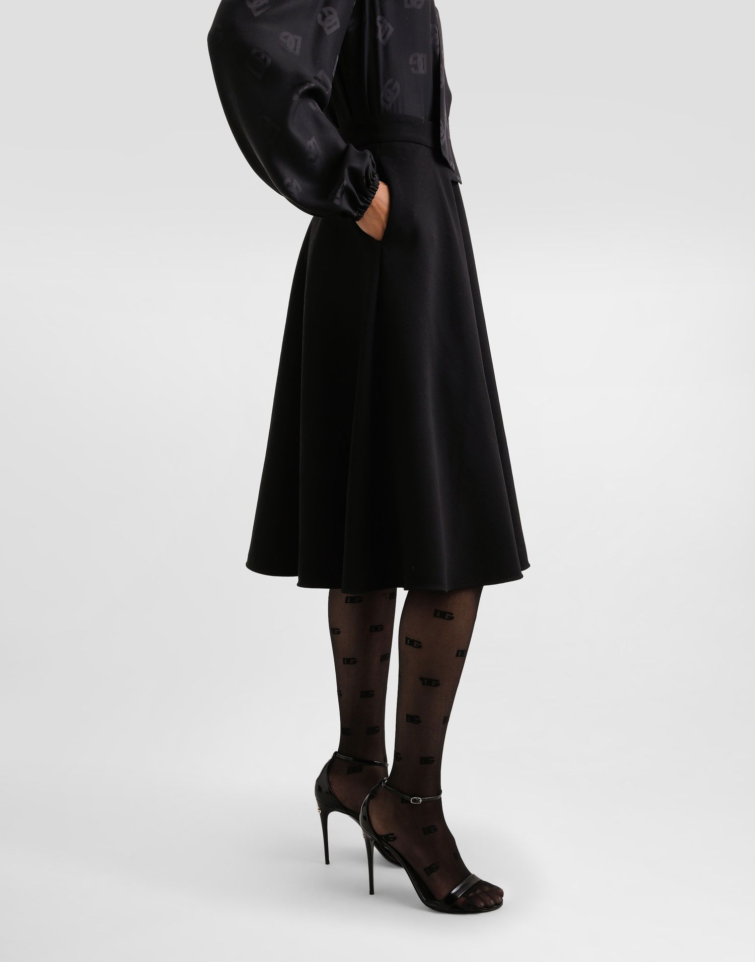 Sukňa Dolce & Gabbana Dolce & Gabbana Wool Midi A-Line Skirt Čierna | F4C02TGDCSXN0000, 1