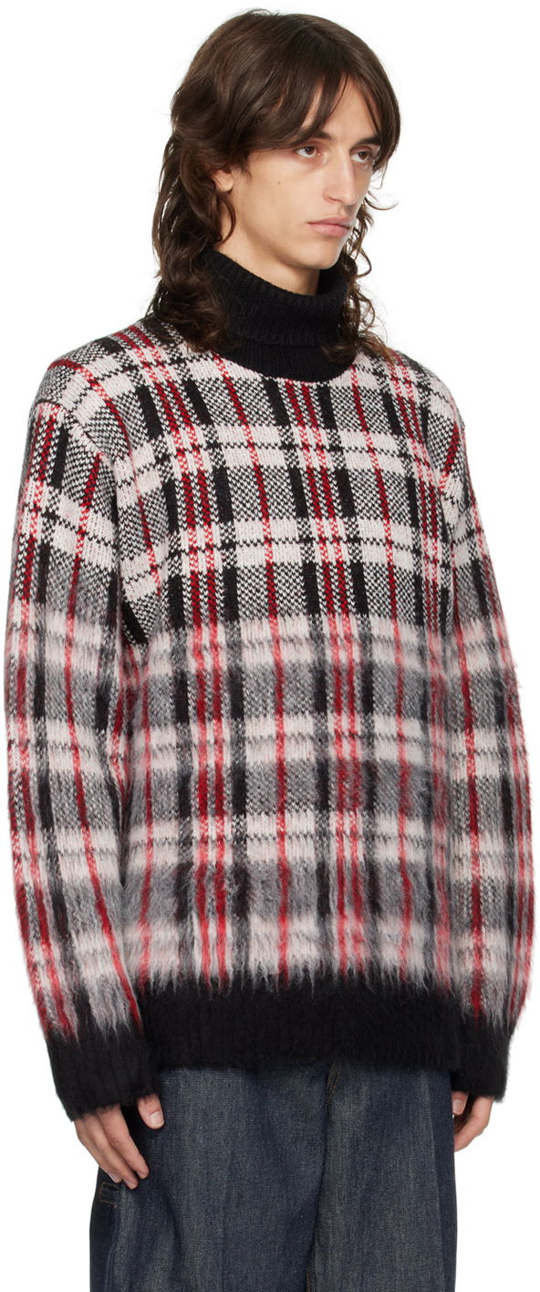 Helmut Lang Brushed Plaid Turtleneck Sweater