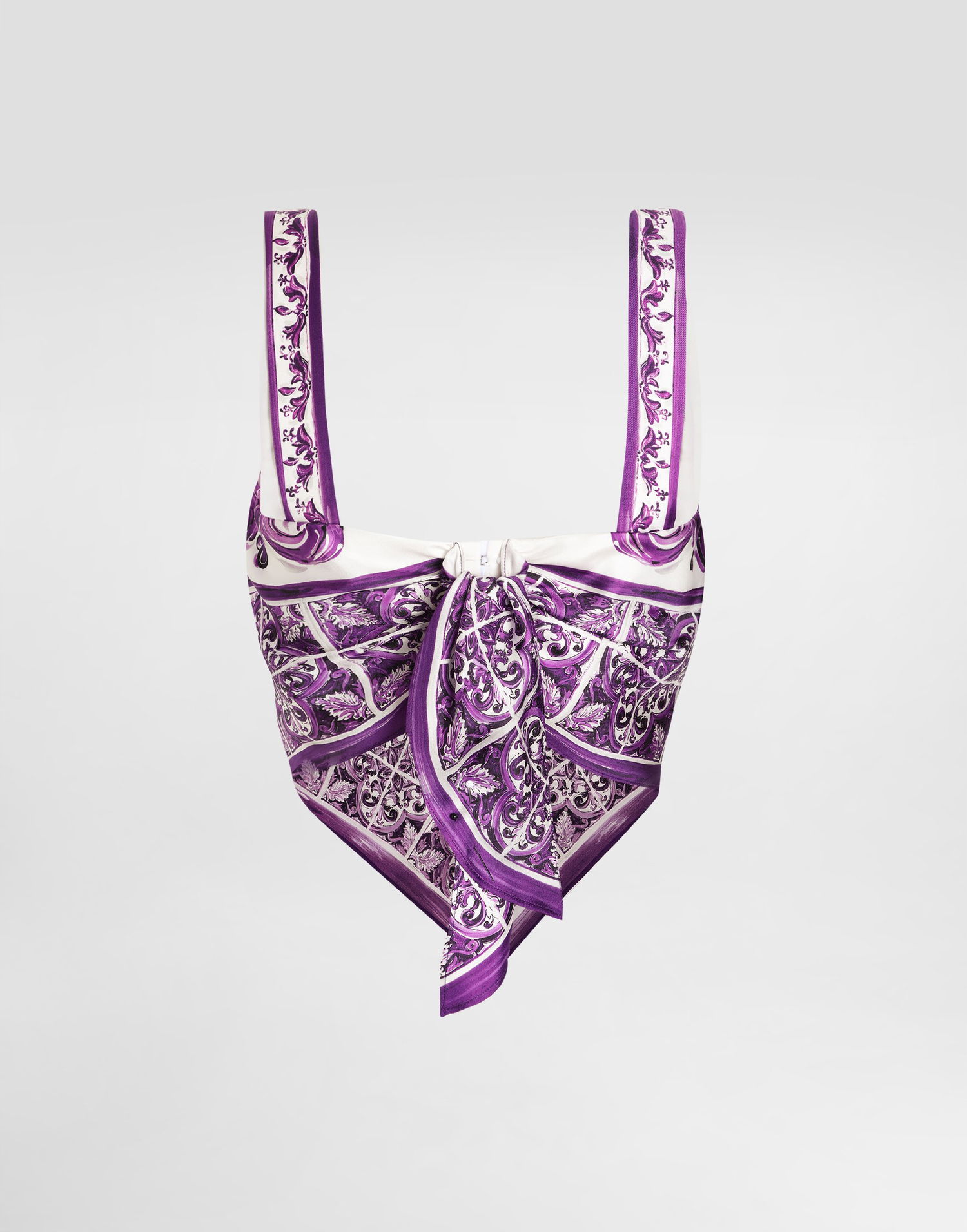 Tielko Dolce & Gabbana Dolce & Gabbana Majolica-Print Silk Cami Top Fialová | F7BB0THI1T1HP5DQ, 1