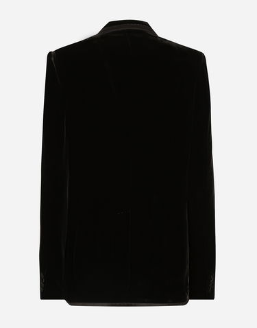 Bunda Dolce & Gabbana Double-breasted Velvet Tuxedo Jacket Čierna | F297XTFUVG7N0000, 1