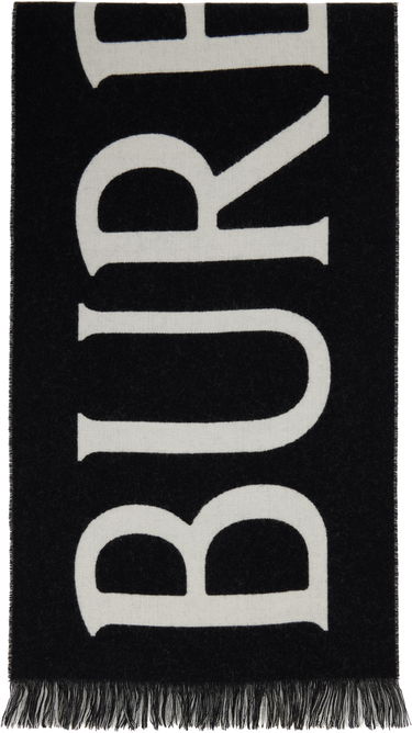 Šál Burberry Burberry Text Wool Scarf Čierna | 8109563, 0